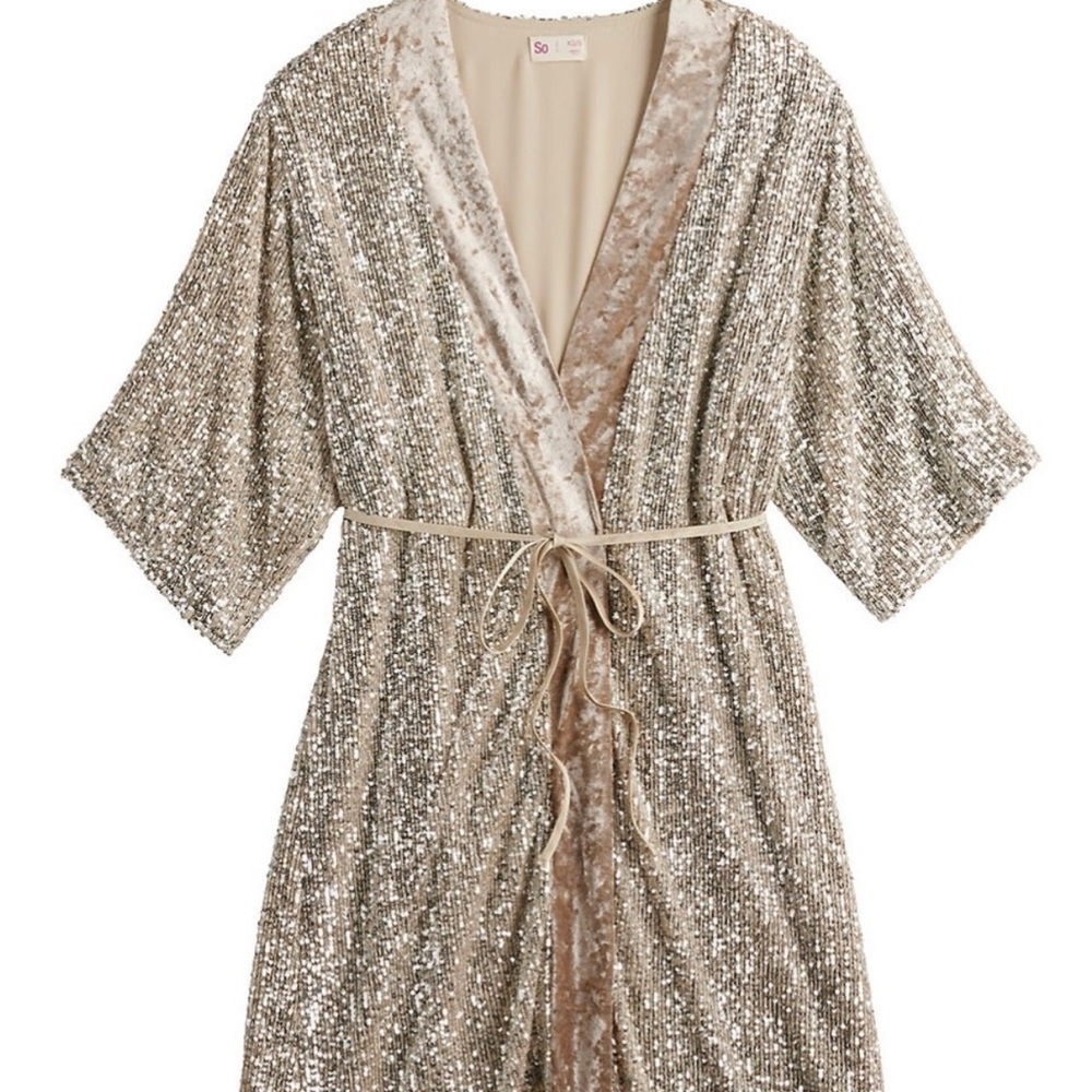 SO Kimono Champagne Gold Tie Top